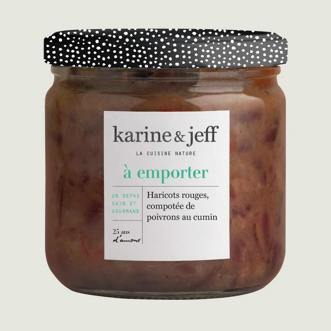 Haricots rouges - compotée de poivrons au cumin