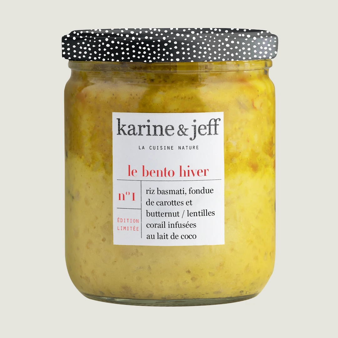 Riso basmati, fonduta di carote e zucca butternut / lenticchie rosse al latte di cocco